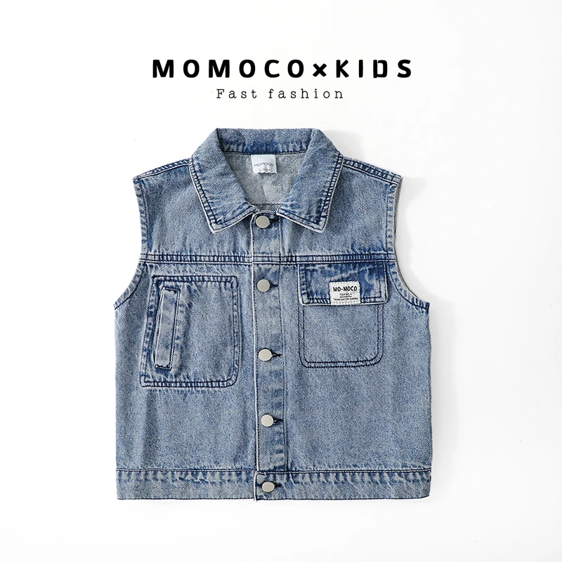 MOMOCO 儿童春秋牛仔时尚外穿宽松潮流韩版马甲百搭75130131004