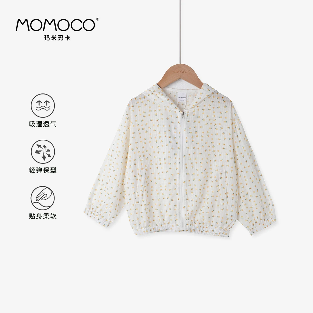MOMOCO 夏季2024女童防晒透气特惠印花吸湿碎花皮肤衣76630111001
