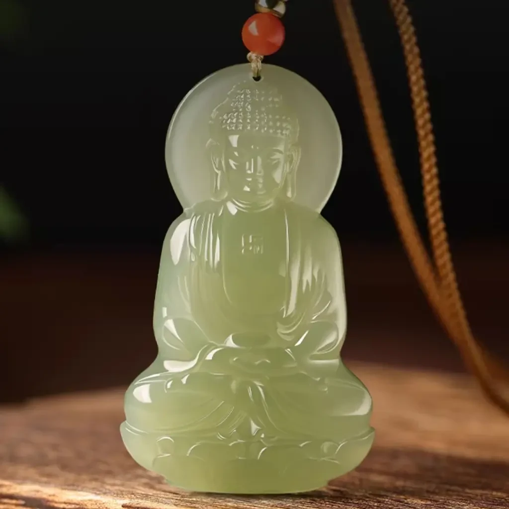 真品和田玉观音吊坠男款玉石玉佩本命年符青玉佛牌玉器挂坠