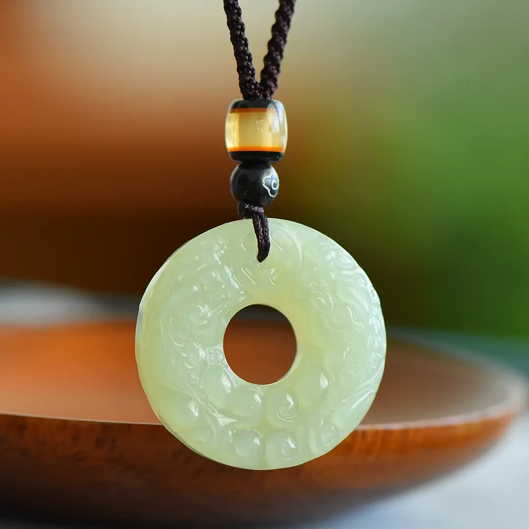 正宗和田玉公母圆貔貅平安扣吊坠玉坠项链招财男款女款手工雕刻