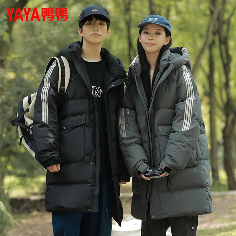 鸭鸭羽绒服男中长款2024年新款加厚冬季外套情侣宽松YE3B01788L8