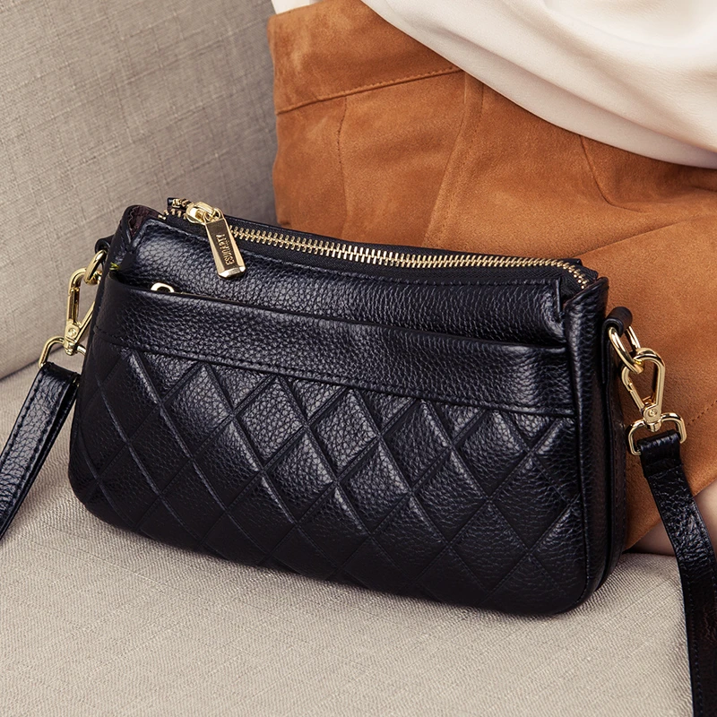 真皮女包2025新款斜挎女士包包真皮牛皮多层中老年妈妈款单肩包女