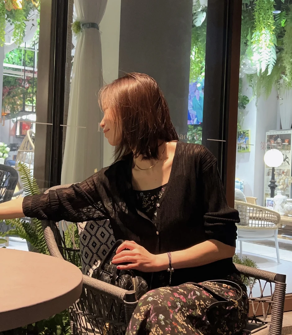 晓夏自制 竹节麻防晒衫 干爽透气夏日透气薄款V领针织开衫