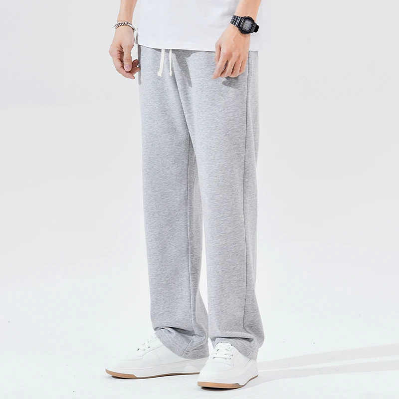 运动裤男春秋冬季直筒裤子高端品质长裤冬季加绒加厚棉休闲裤灰色