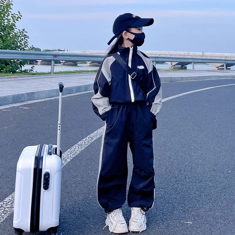 2024秋季新款女童洋气运动套装大童休闲拉链衫上衣外套裤子两件套