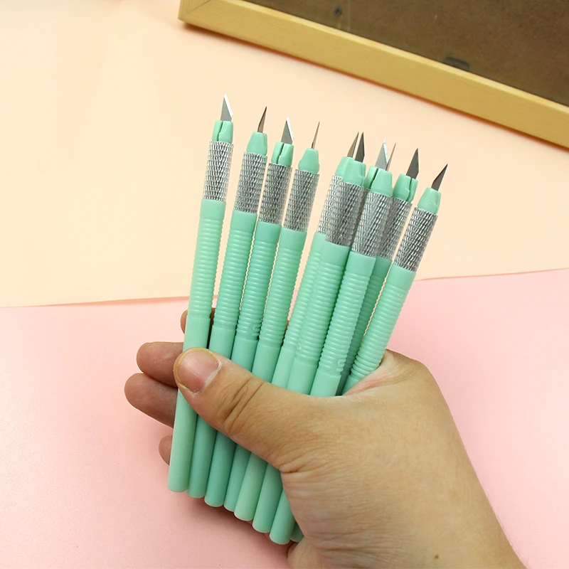 笔刀手帐刻刀笔薄荷绿切割刀裁纸刀笔形美术小刀美工刀手账刻刀笔