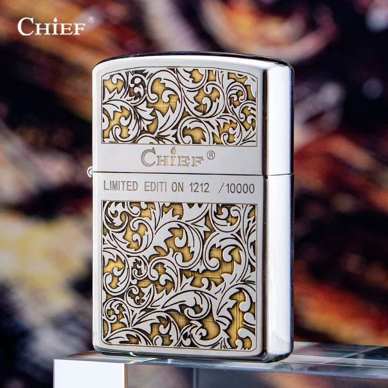 CHIEF/首领唐草花砂轮煤油创意打火机