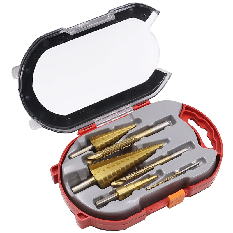 削山锯钻宝塔钻组套三角柄钻头高速钢4241镀钛阶梯钻套装扩孔神器