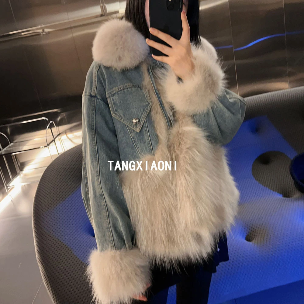 【蓝调调】拼接真草草外套潮牌女装