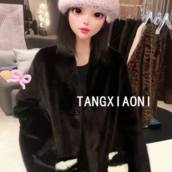 【黑白拿铁】草草拼色外套