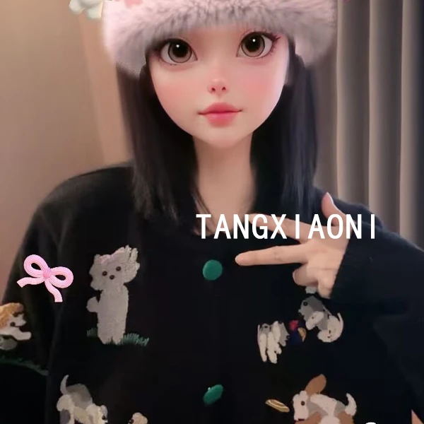 加大版 手工小狗 钩花开衫
