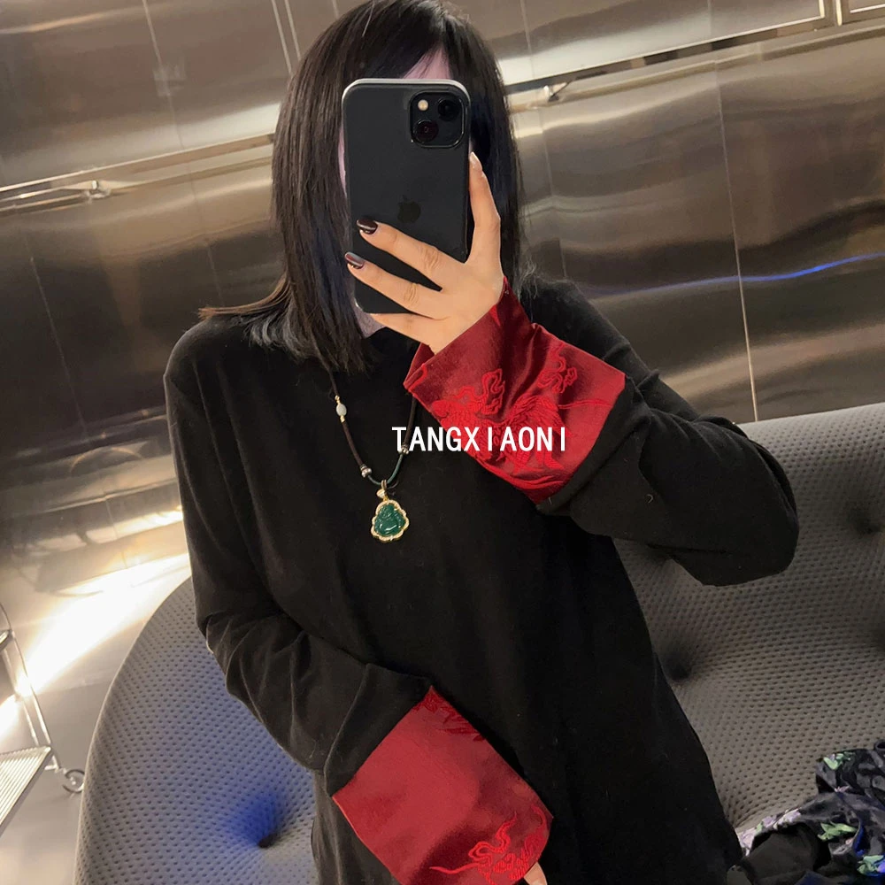 凹凸红浮雕  国风小打底上衣