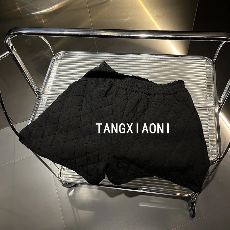 加棉  菱格短裤