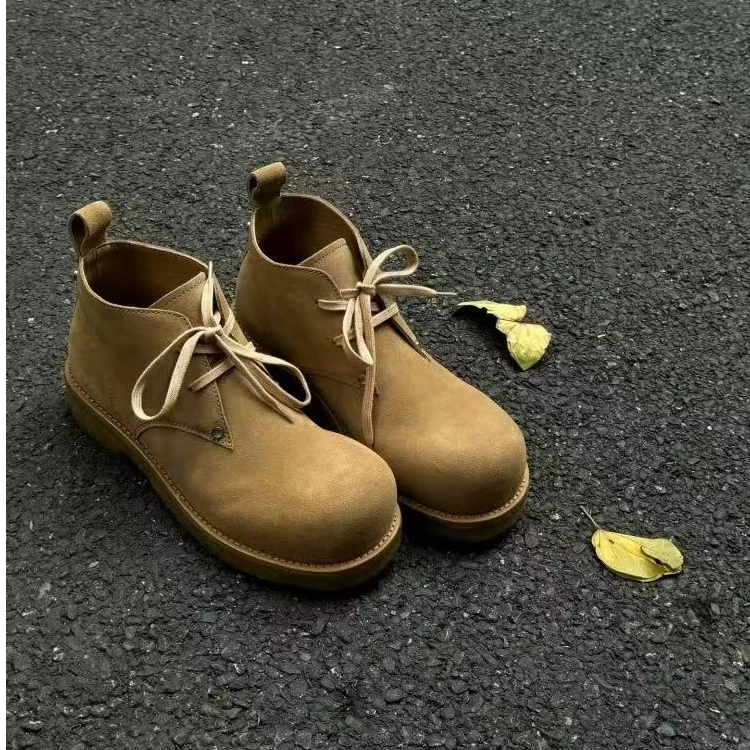 【RA1013】24款秋冬反绒烟胶底德比鞋大头增高耐磨舒适保暖马丁靴