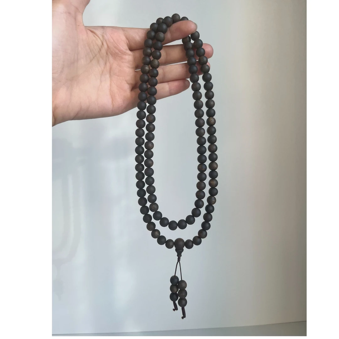 沉水高货 沉香海南莺歌绿棋楠沉香0.8m圆珠多圈长手串