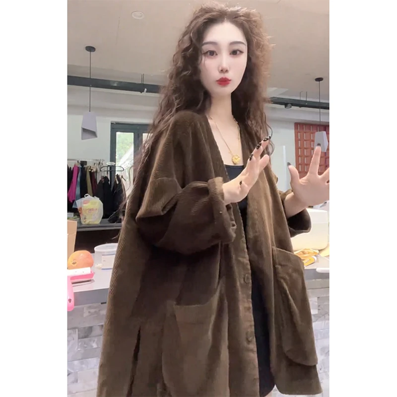 欧洲站2024秋季新款洋气百搭宽松中长款外套女时尚休闲纯色上衣潮