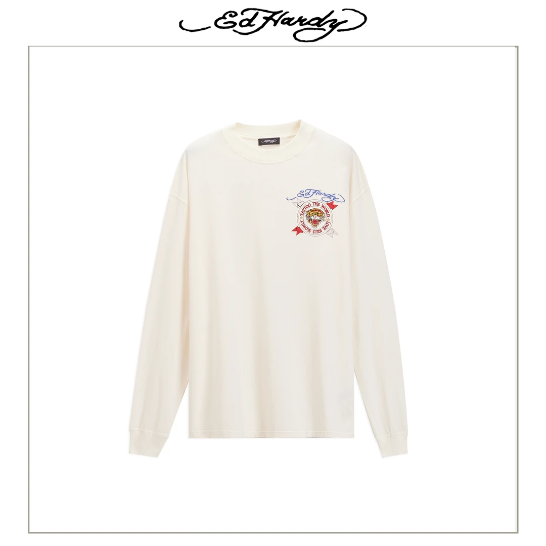 Ed Hardy/埃德哈迪秋季新款经典小虎头长衫T恤宽松潮流E1QYM304
