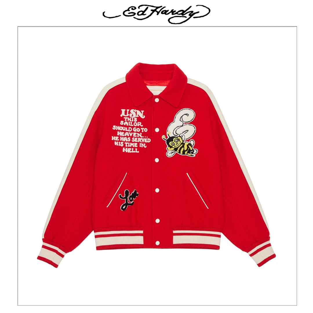 Ed Hardy/埃德哈迪小蜜蜂系列绵羊毛外套E1PDW329