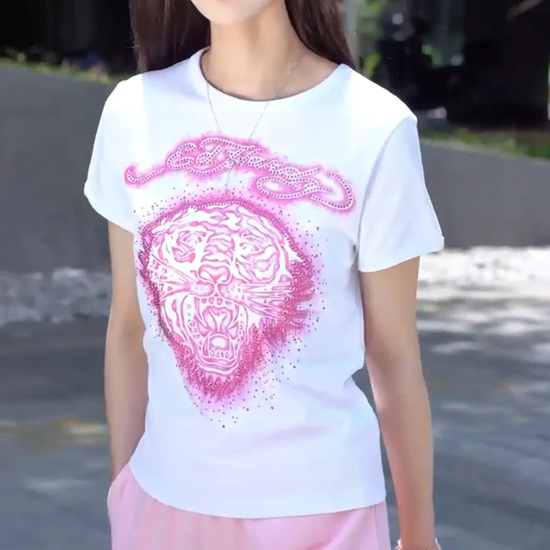 Ed Hardy夏季新款水墨晕染宽松潮流短袖E1QYW219