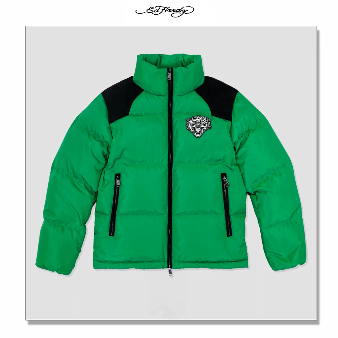 Ed Hardy/埃德哈迪潮流拼接色百搭羽绒服E1PYM405
