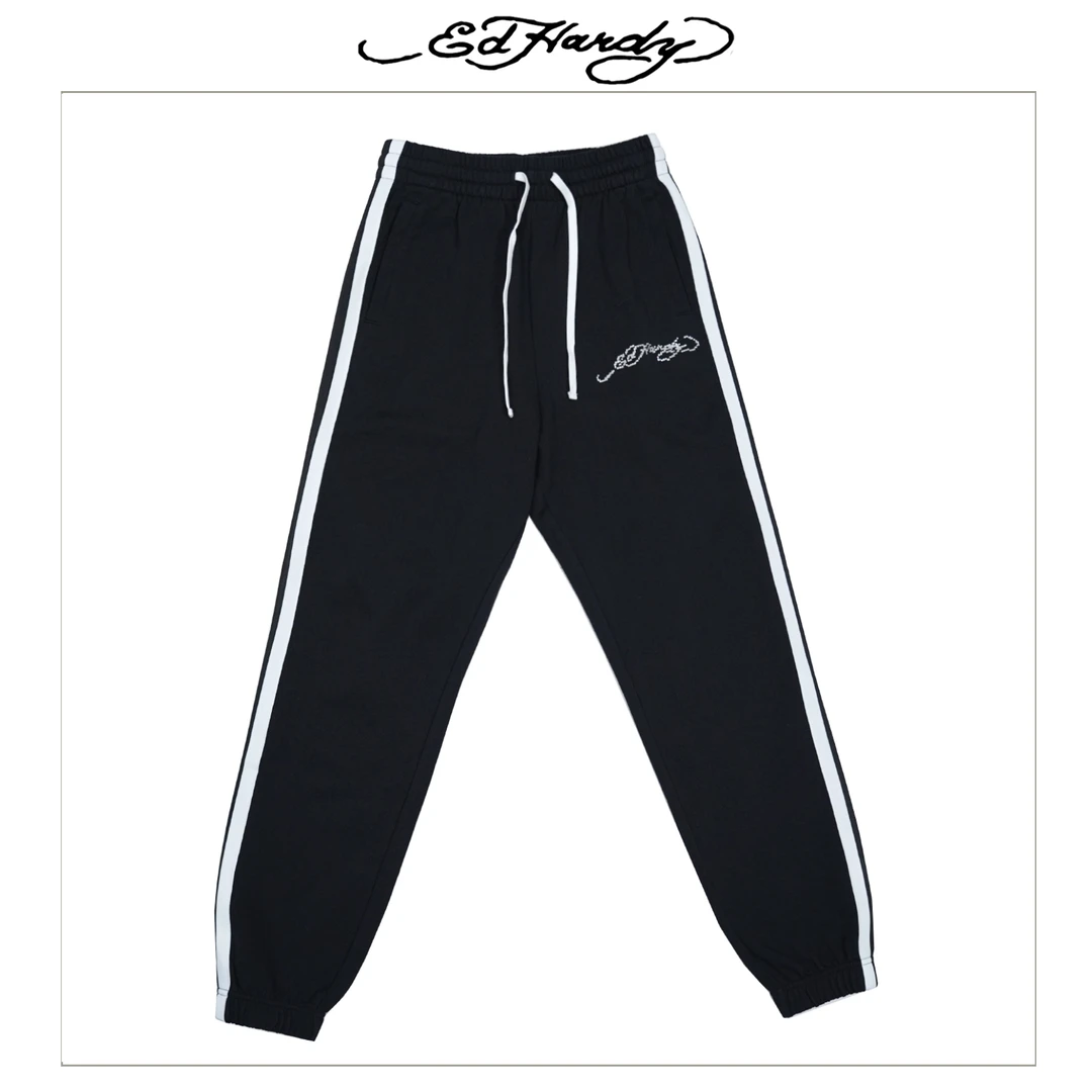Ed Hardy/埃德哈迪小LOGO侧边条潮流长裤E1QYM116