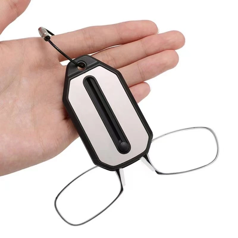 可境 新款夹鼻钥匙扣老花镜折叠高清无腿便携式超轻老光镜