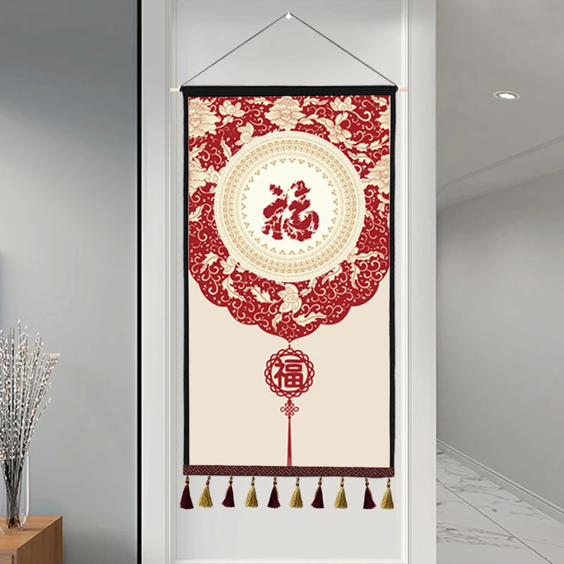 中式挂画布艺壁画客厅餐厅玄关沙发背景墙走廊过道装饰画挂毯挂布