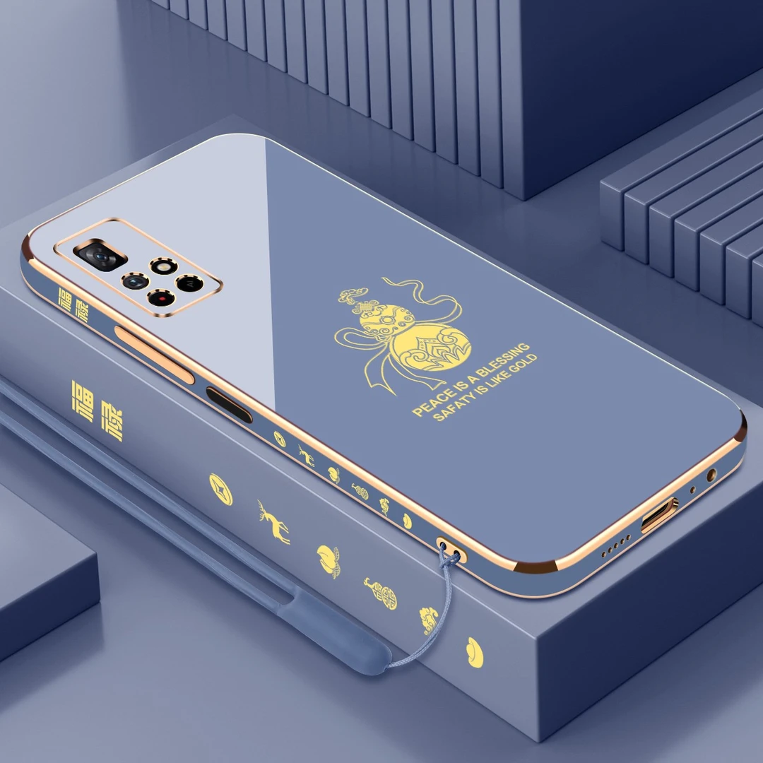 电镀金色富贵葫芦红米note11手机壳【侧边图案+镜头保护+送挂绳】