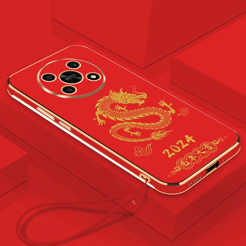 2024龙年大吉华为荣耀X40GT龙年手机壳电镀全包镜头新年款软壳