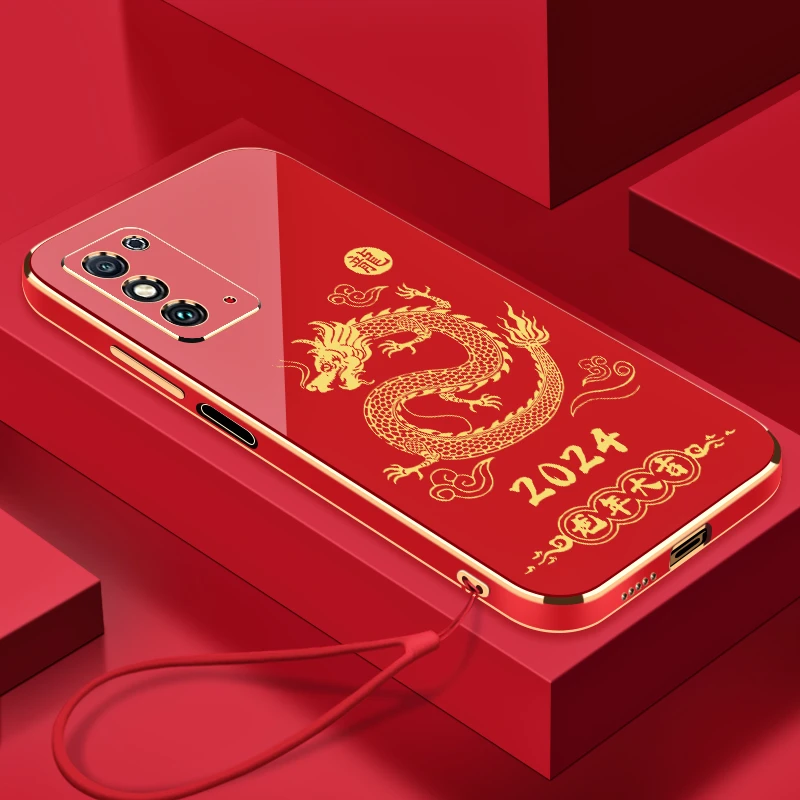 2024新龙年大吉荣耀X30Max手机壳全包硅胶防摔电镀软壳【送挂绳】