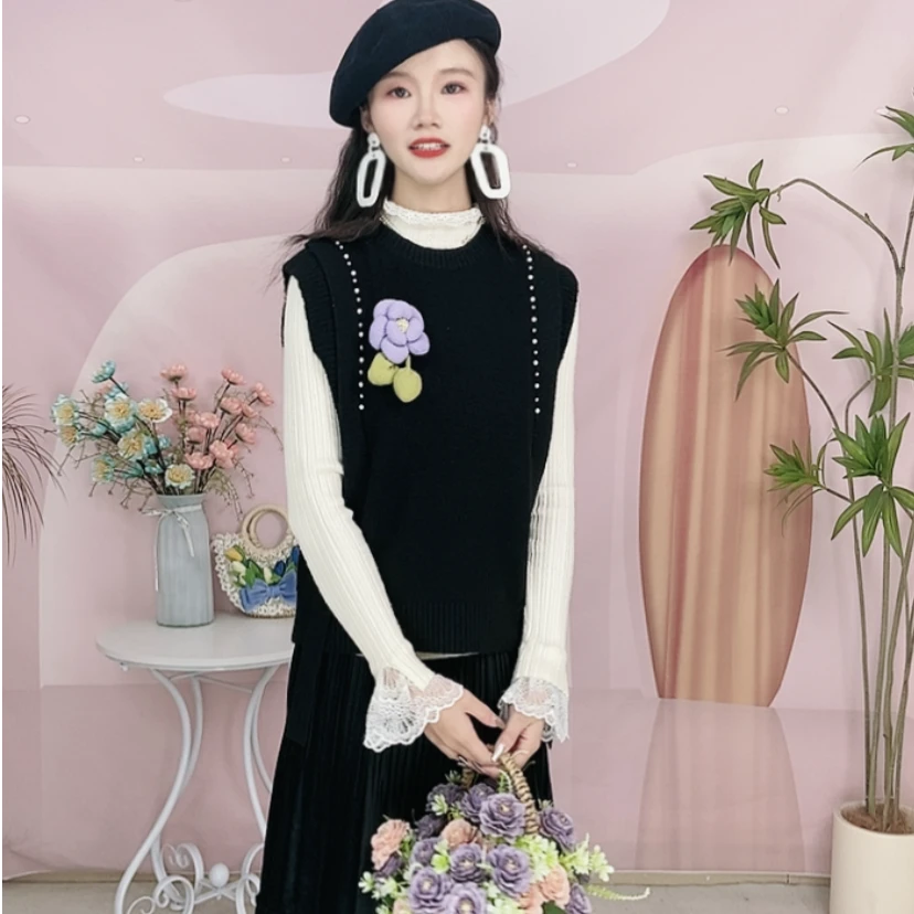 【LILI穿搭】立朵花朵图案设计感马甲