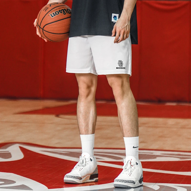 bkcxzice破冰纯色美式短裤男不过膝四分裤夏季宽松速干球裤运动裤