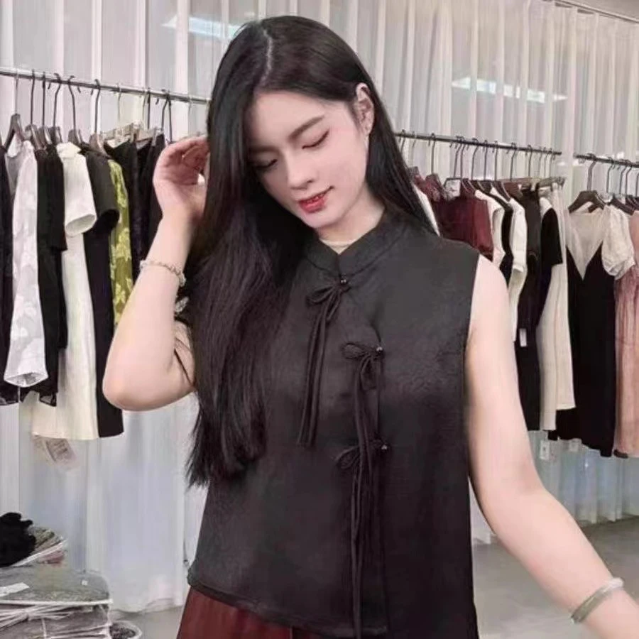 新中式国风盘扣立领高贵气质短袖衬衫女休闲百搭设计感复古上衣