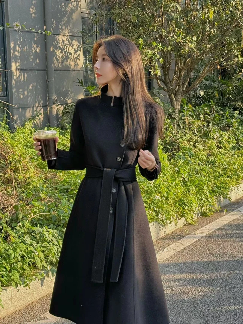 24秋冬款设计师款黑色大衣-807