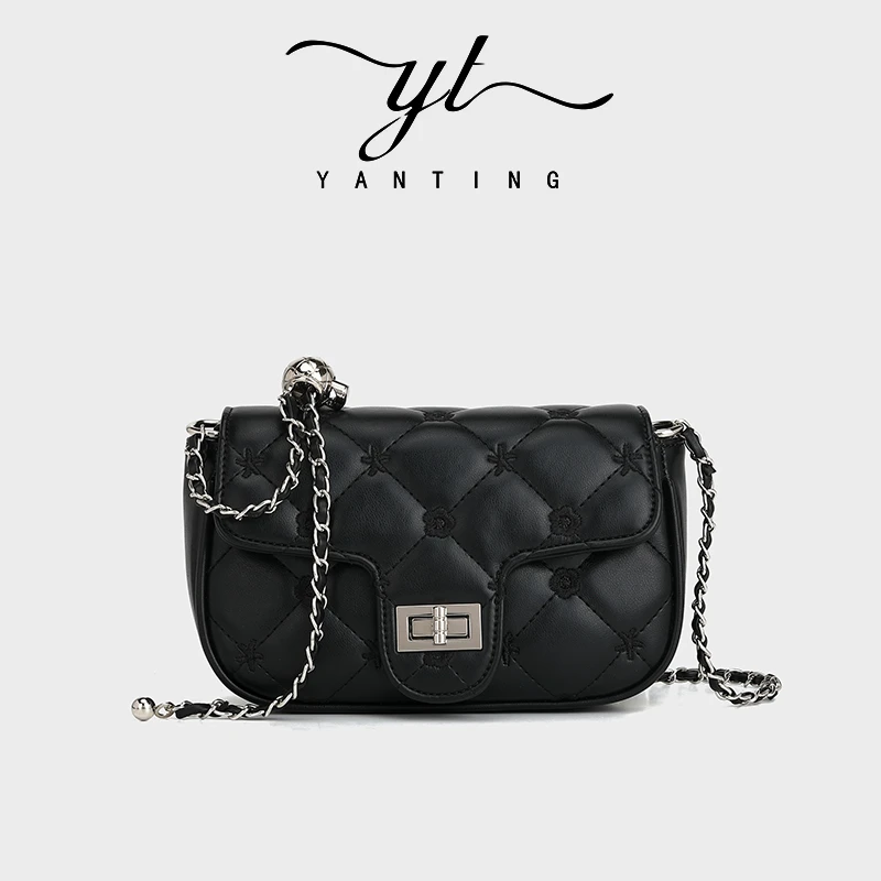 2024夏季新款休闲百搭绣线菱格单肩包百搭链条斜挎包无礼盒YT8020