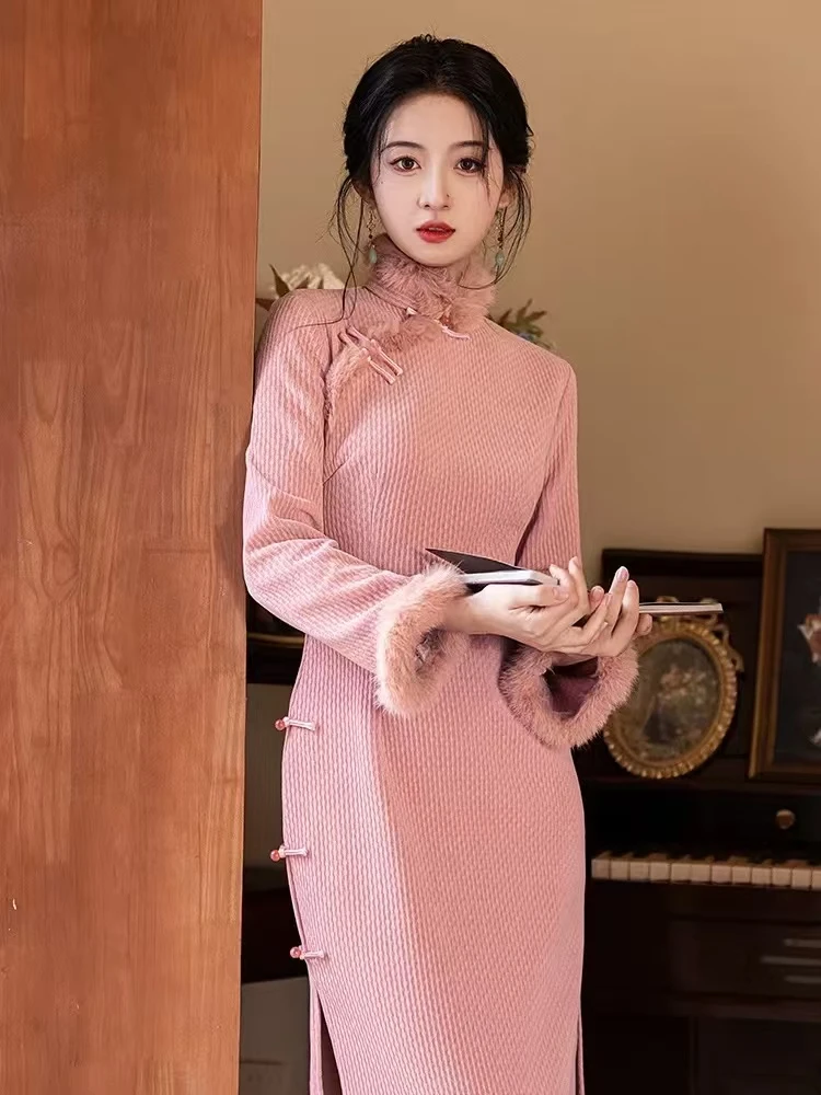 旗格格《柚子》秋冬新款设计师旗袍年轻款少女2024新款复古中国风