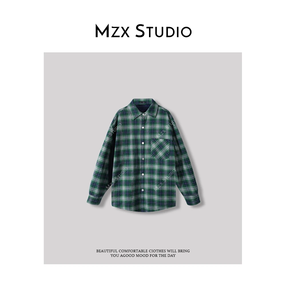 MZX 秋冬季复古经典翻领格纹宽松棉外套MF6860-Y