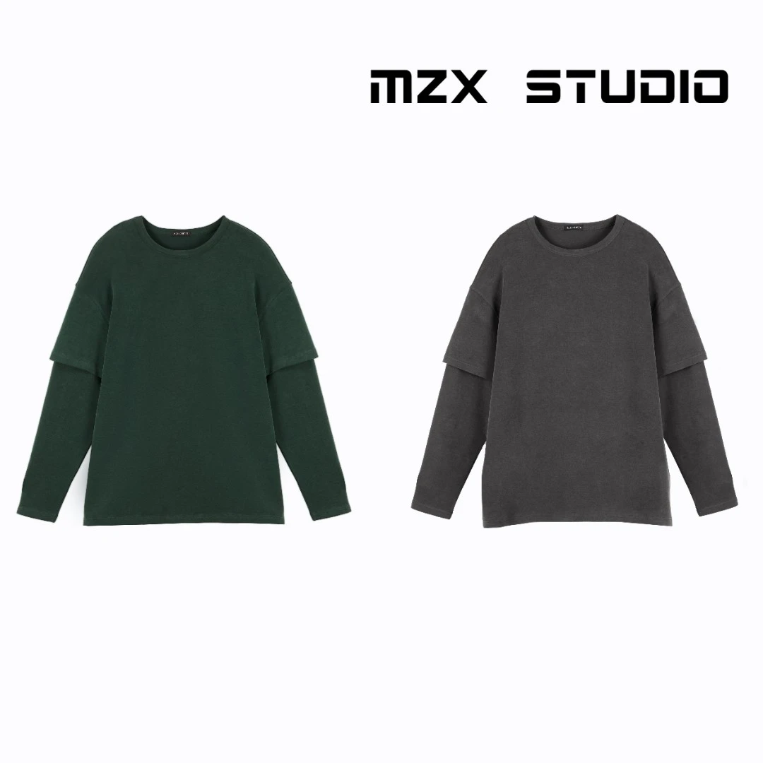 MZX STUDIO 圆领休闲百搭假两件拼接卫衣sy8380