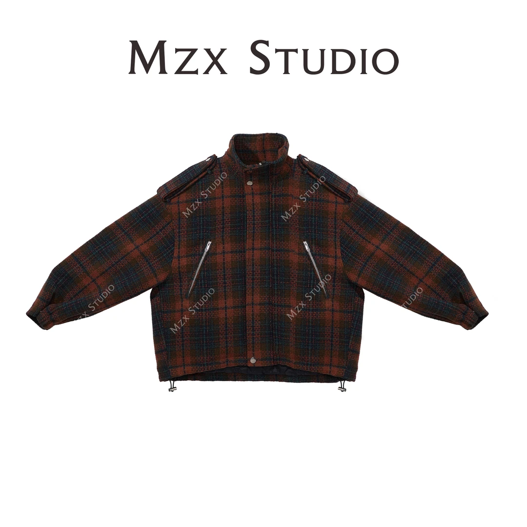 MZX 高领格纹军装风阔型外套WT6544-D
