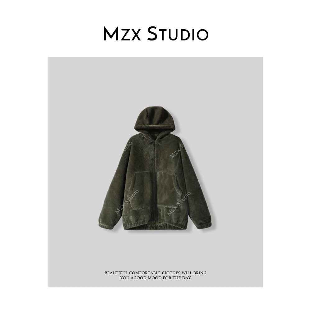 人造皮草 秋冬季毛感大版宽松连帽棉外套WT6903-Y