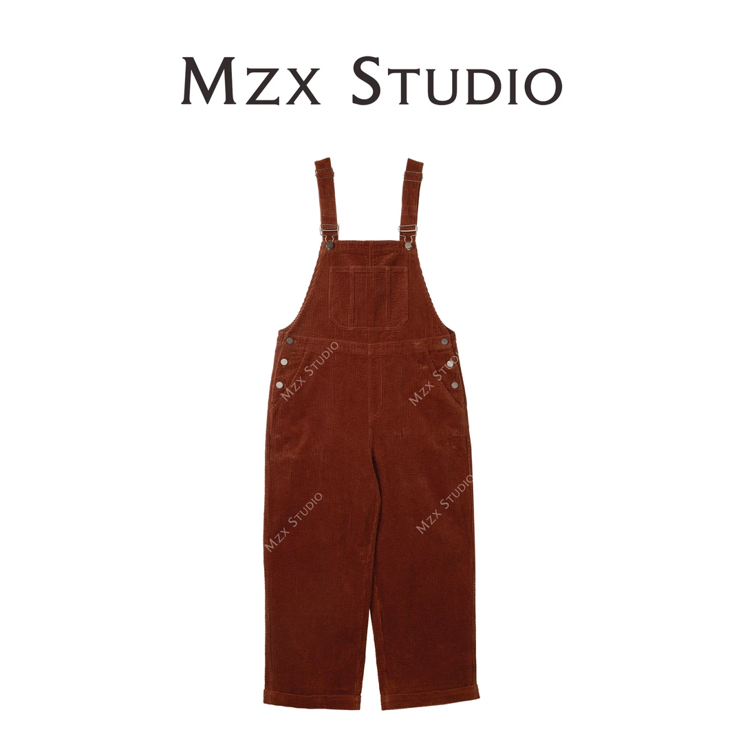 MZX 全棉复古高腰慵懒背带裤BDK6352-F