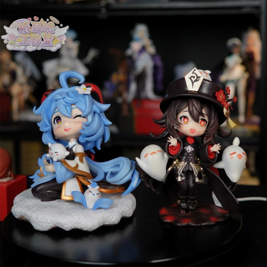 ★★杰瑞监修★★周边美少女Q版顽皮小胡桃甘雨坐姿公仔摆件盒装手办