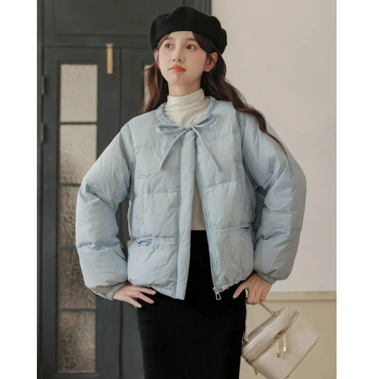 韩版糖果色系带短款加厚棉服外套冬季新款甜美减龄气质超好看棉袄