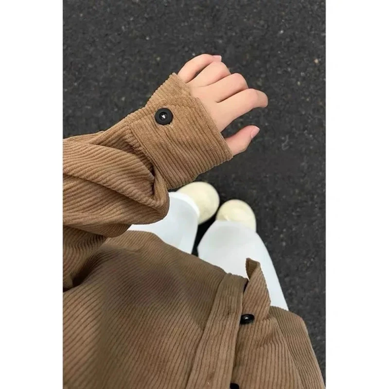 灯芯绒长袖衬衫男款春秋季潮牌宽松休闲外套美式vintage复古衬衣