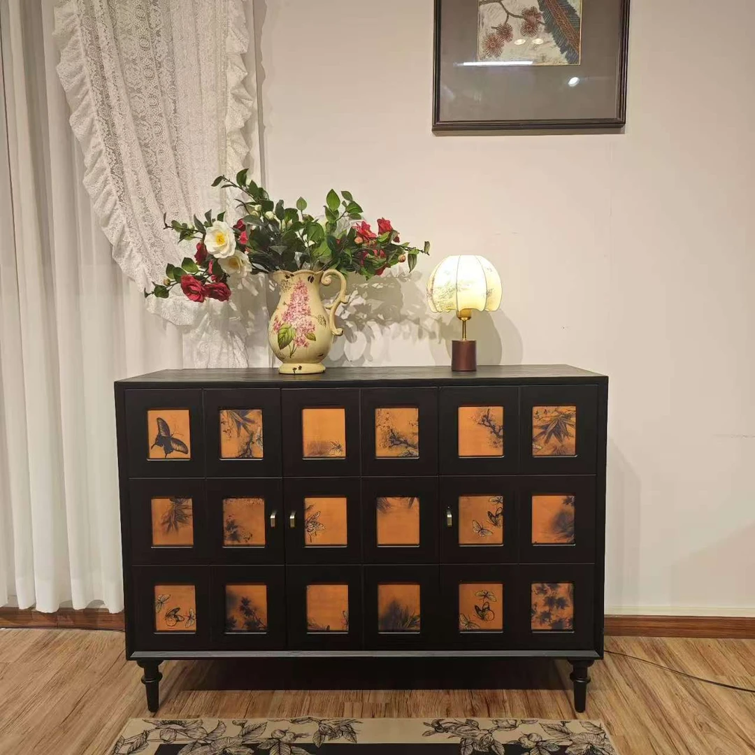【香云纱开门款餐边柜】新中式复古做旧储物装饰柜家庭卧室置物柜