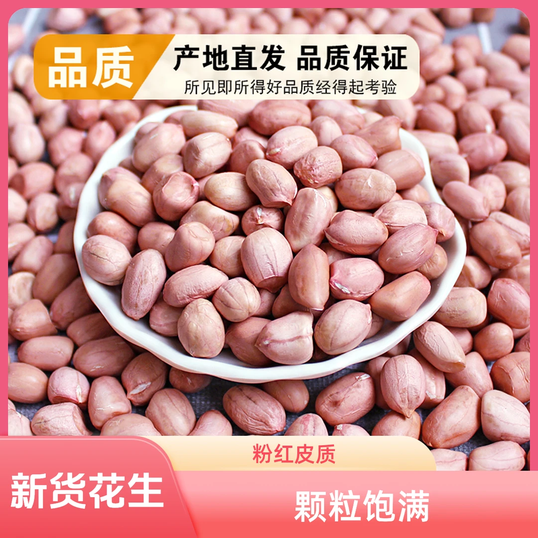 2024年花生米生新货精选大颗粒粉红皮花生仁新鲜生花生榨油下酒菜