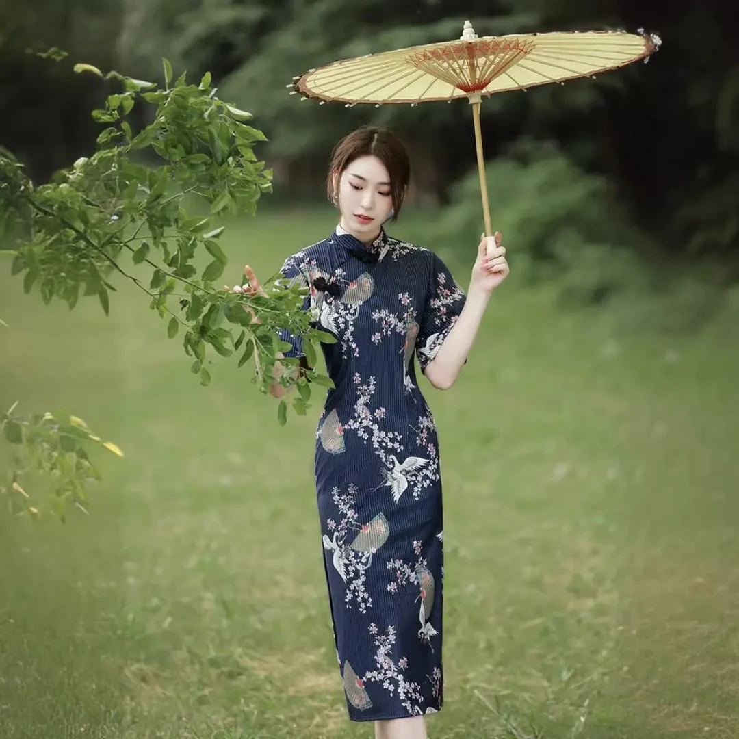 【飞鹤呈祥】秋款 旗袍端庄中长款气质日常修身（货号2184）115