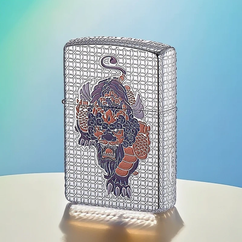 佐罗招财皮休铬铜壳煤油打火机创意防风打火机