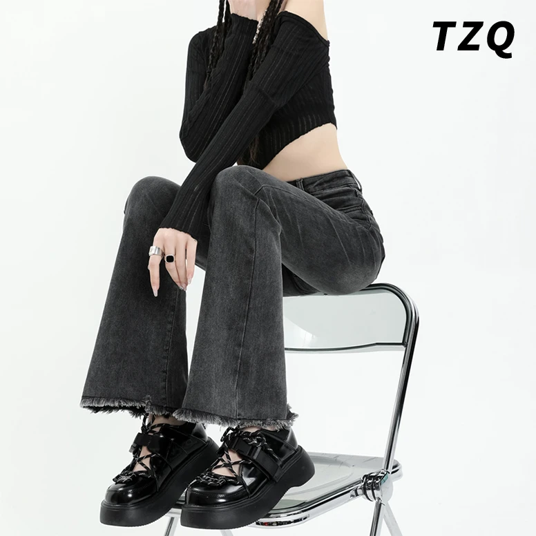 微喇牛仔裤女爆款2024新款紧身小个子高腰显瘦马蹄喇叭TZQ110804