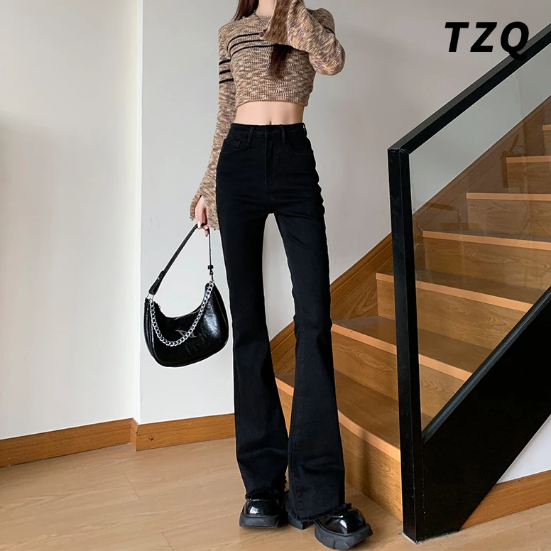 微喇牛仔裤女爆款2024新款紧身小个子高腰显瘦马蹄喇叭裤子春秋季